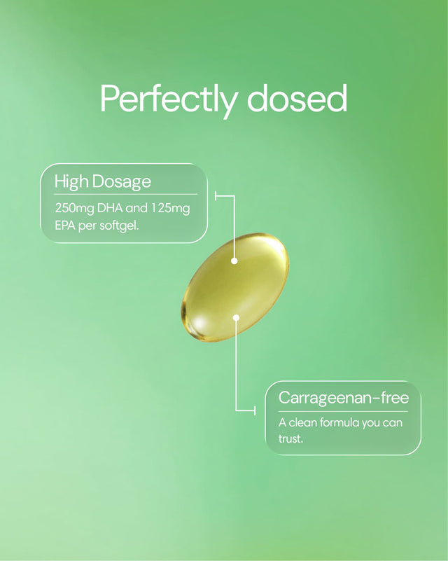 Clearly Omega-3 supplement softgels in a bottle, highlighting healthy fatty acids for heart and brain health.